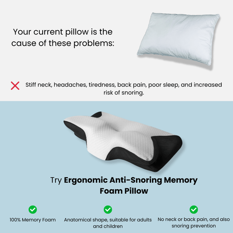 Memory Foam Sleep Support Pillow - NoSnoreSolution